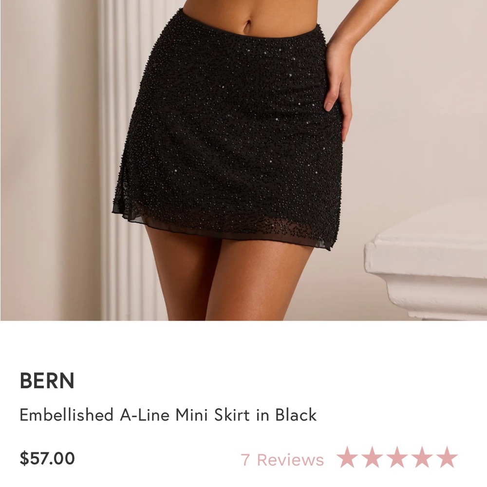 Oh Polly - A-Line Black Embellished Skirt NWT - 4